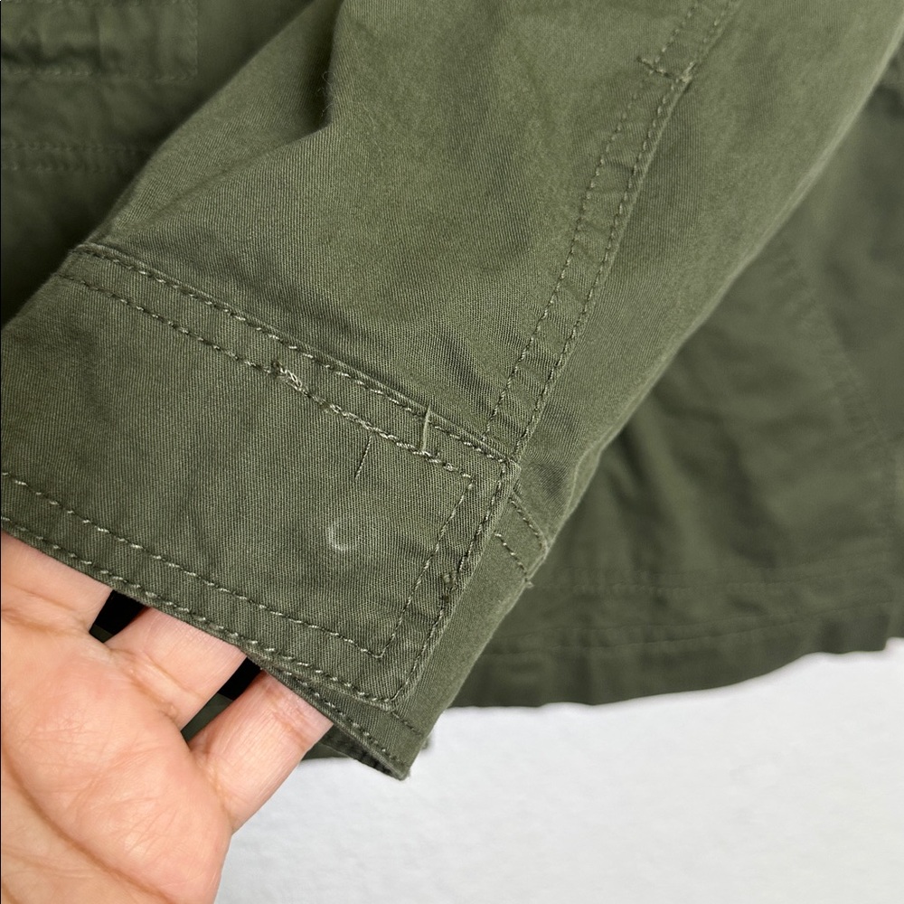 Vigoss Olive Green Embroidered Floral Sleeves Utility Jacket Womens Large - Picture 4 of 12